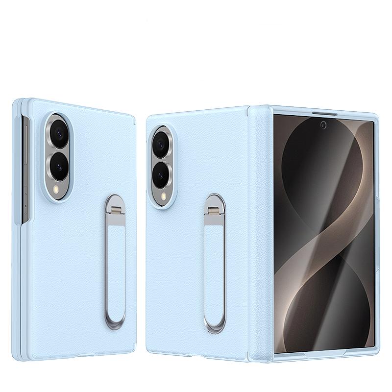 360 Metallhalter Lederhülle für Samsung Galaxy Z Fold 8 Wide 5G Displayschutzfolie Magnetische Scharnier Schutzabdeckung