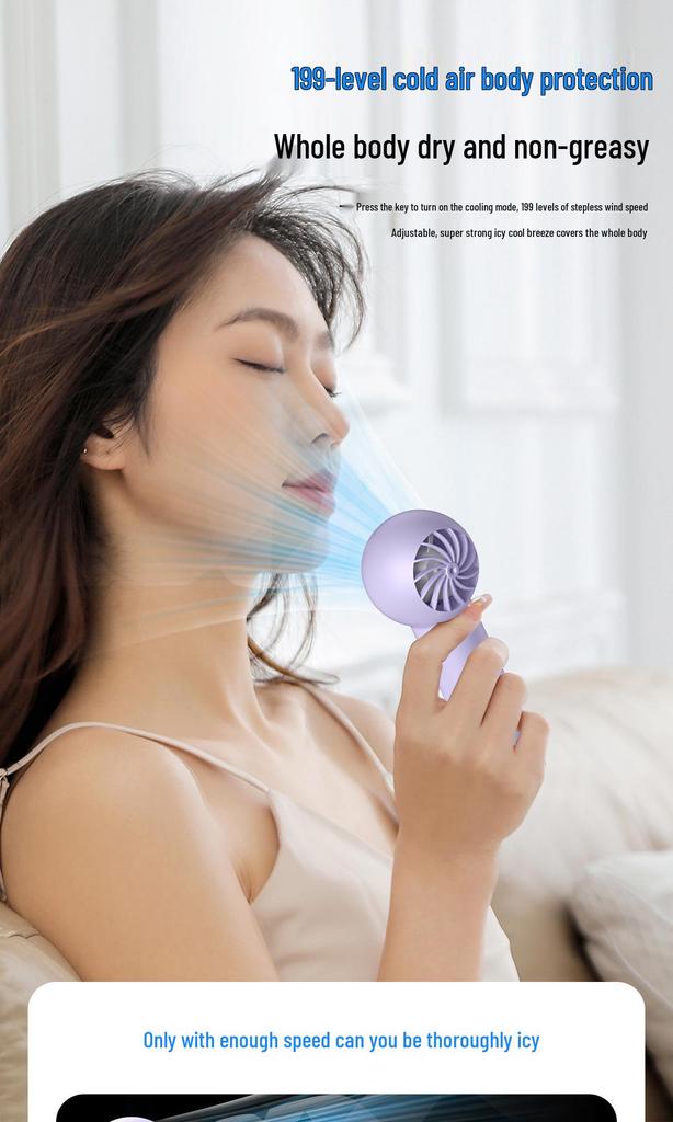 T237 Handheld High-Speed Camping Fan with Digital Display