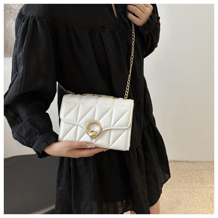 Gold Buckle Crossbody Bag For Women Summer Small Square Fashion Chain Shoulder Purse For Daily Use