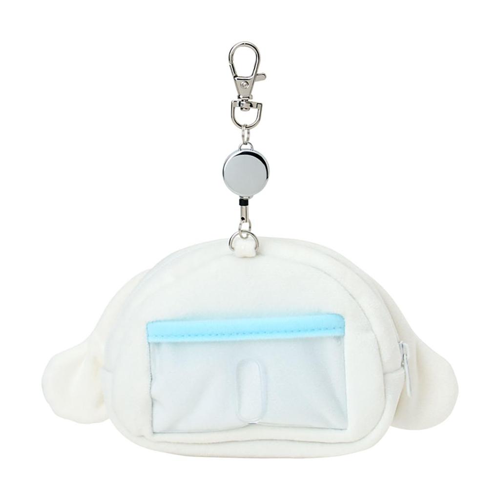 Sanrio Pass Case with Small Item Ages 15 and 303291 Face-Shaped & Pouch, Cinnamoroll, Cotton, PVC, Steel, Polyester, Reel, Storage, Up,