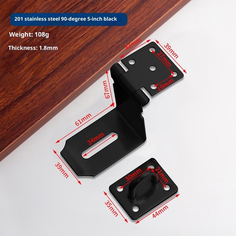 1 Set Stainless Steel Padlock Clasp Gate Hasp Staple Door 90 Degrees Latches Lock Shed Latch Household Burglar-Proof Hardware