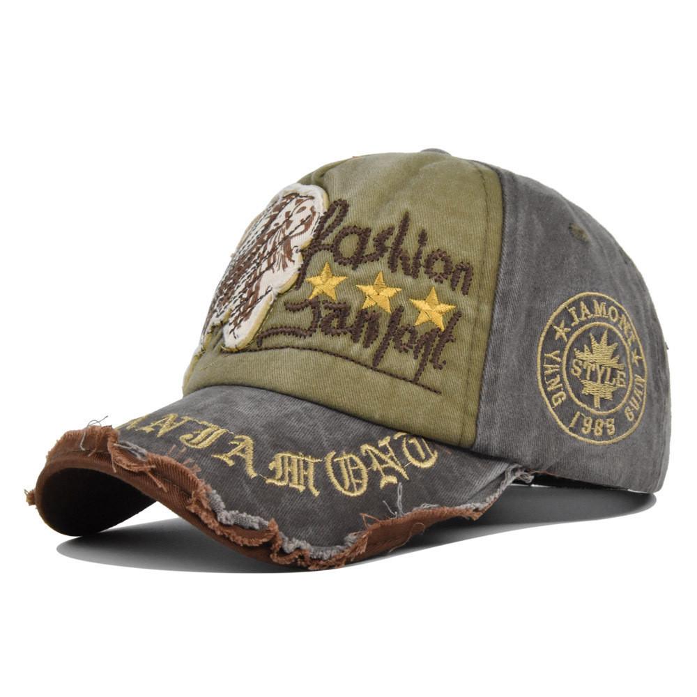Vintage Skull Embroidered Baseball Cap Sun Hat Washed Cotton Curved Brim Adjustable Size