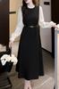 Spring Long Midi Long Dress with Stylish [Chubikime] Women's Dress, Dress, Sleeves, A-Line Belt, Slimming,
