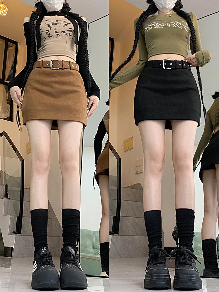 2025 Fall Spicy American High-Waisted A-Line Skirt for Women