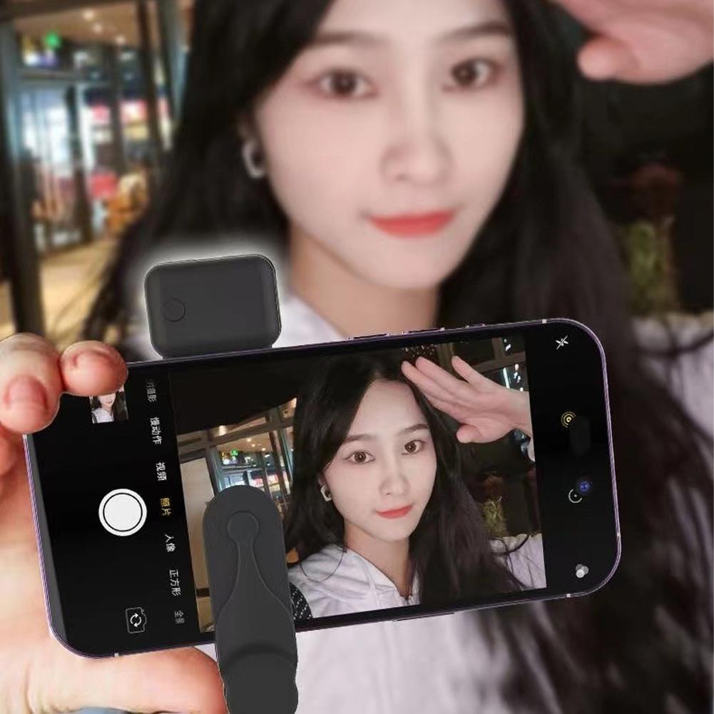 Universal Phone Camera Ring Mirror with Light Rear Camera Selfie Reflector Clip-on Makeup Light with Storage Pouch HD Reflection