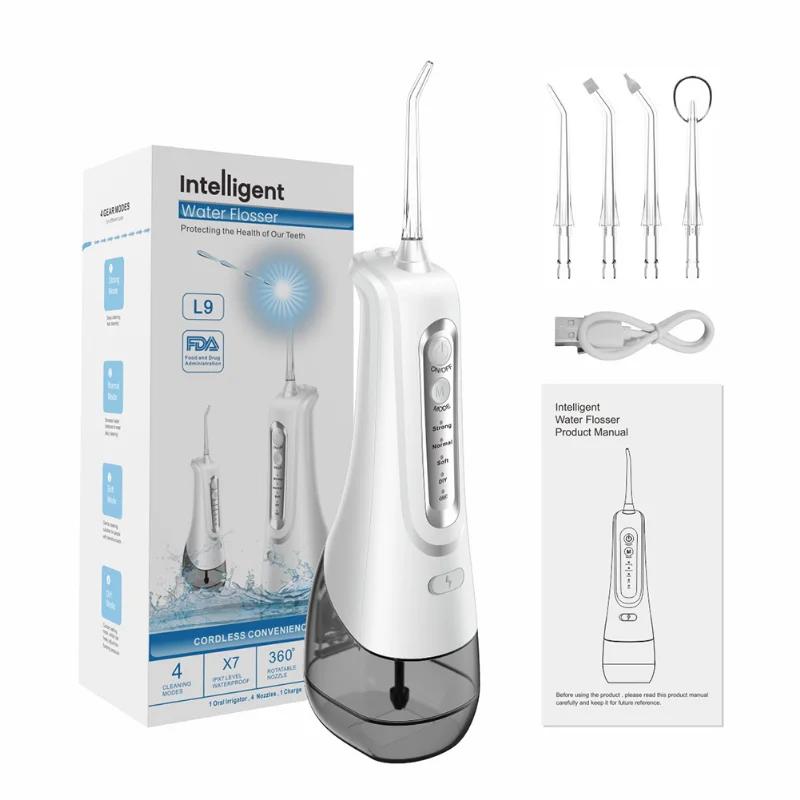 

Электрический ирригатор для полости рта 300 мл, перезаряжаемый портативный очиститель зубов, ирригатор для полости рта с водяной нитью белый