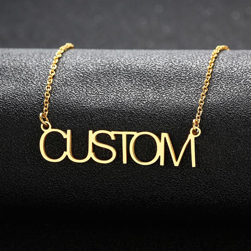 Vnox Personalized Name Necklace Custom Made Any Name Font Stainless Steel Metal Women Jewelry