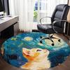 1pc Cat Night Office Round Area Rug,  Mat Suitable For Office, Under Office Chairs Bedroom Living Room Home Decor, Room Deco