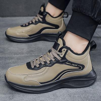 Cotton Shoes Men's Winter Velvet Thickened Leather Surface Casual Sports Shoes Large Size Warm and Cold Shoes Running Shoes