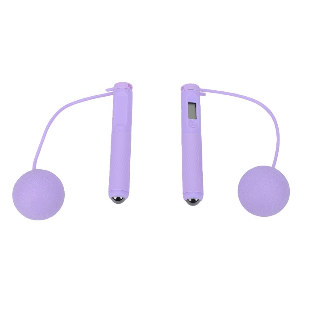 Cordless Jump Rope with Counter Weighted Ball Magnetic Bead Handle Skipping Rope for Indoor Fitness Purple