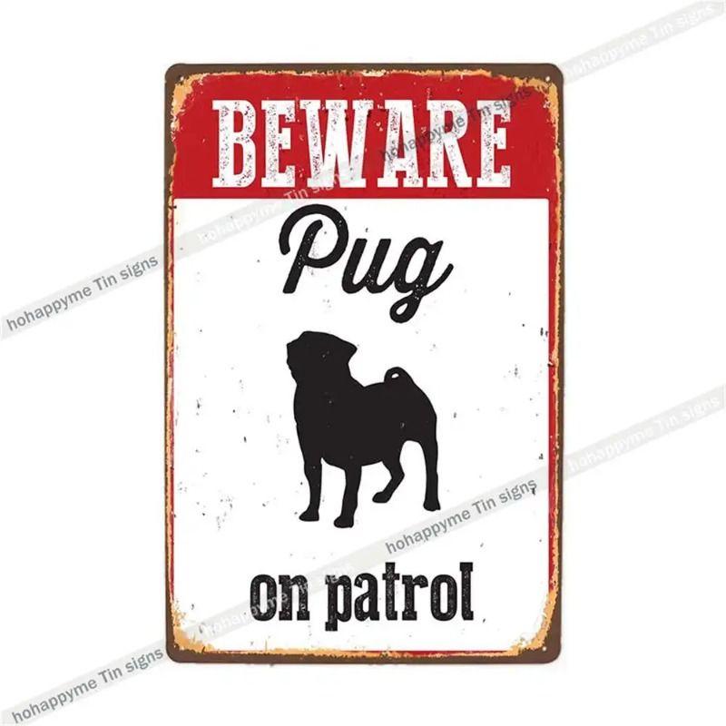 Retro Metal Sign German Shepherd Patrol Warning Decorative Plate for Home Wall 20x30cm