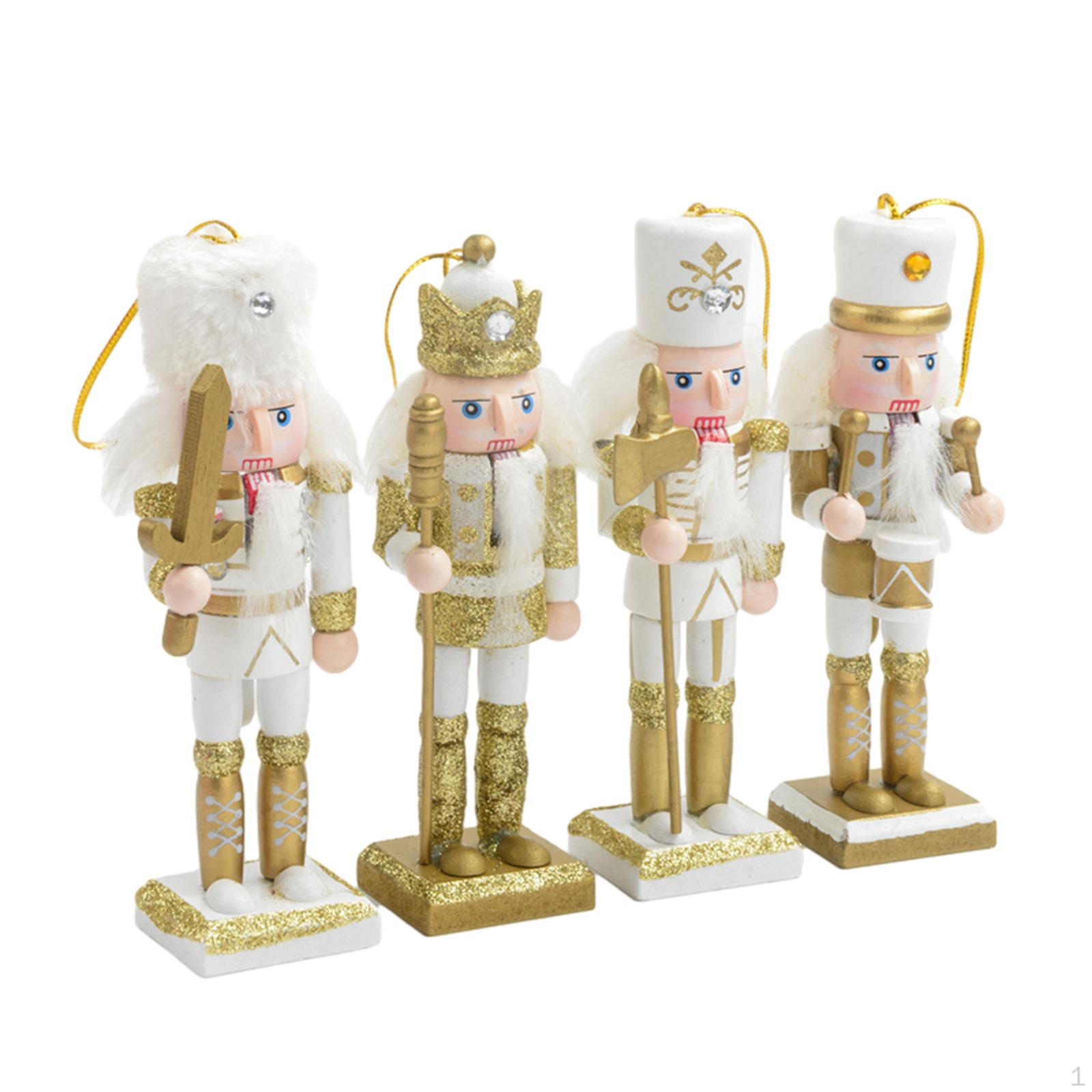 

4 Pieces Nutcracker Ornaments Hanging Decoration Statue, Scene Layout Accessories, Desktop Crafts