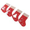 Christmas Stocking Decorative Cartoon Pattern Cuff Stocking Ornament for Tree Stairs Fireplace Red 4pcs
