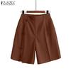 ZANZEA Women Summer Casual Solid Color Loose Short Pants