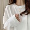 Damen Doppelseitiges Samt Langarm Top, Gebürsteter Weißer Rundhalsausschnitt, Koreanischer Stil für Herbst und Winter.