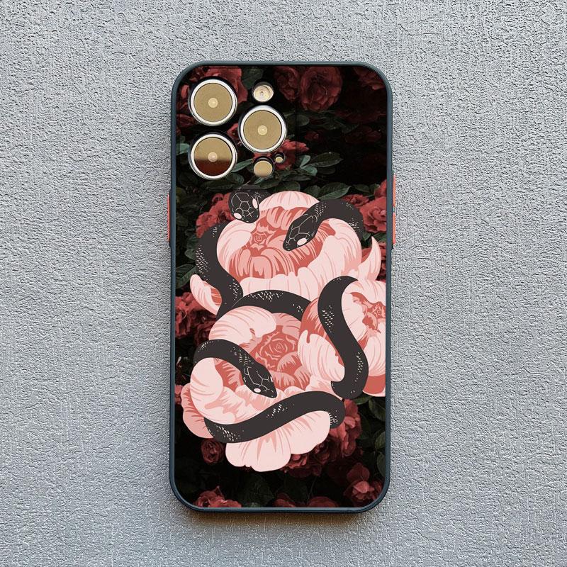 Snake Flower Snake Painting Phone Case for iPhone 11 12 13 Mini Pro Max 16 15 14 Pro Max XS X XR 15 8 7 Plus SE Shockproof Cover
