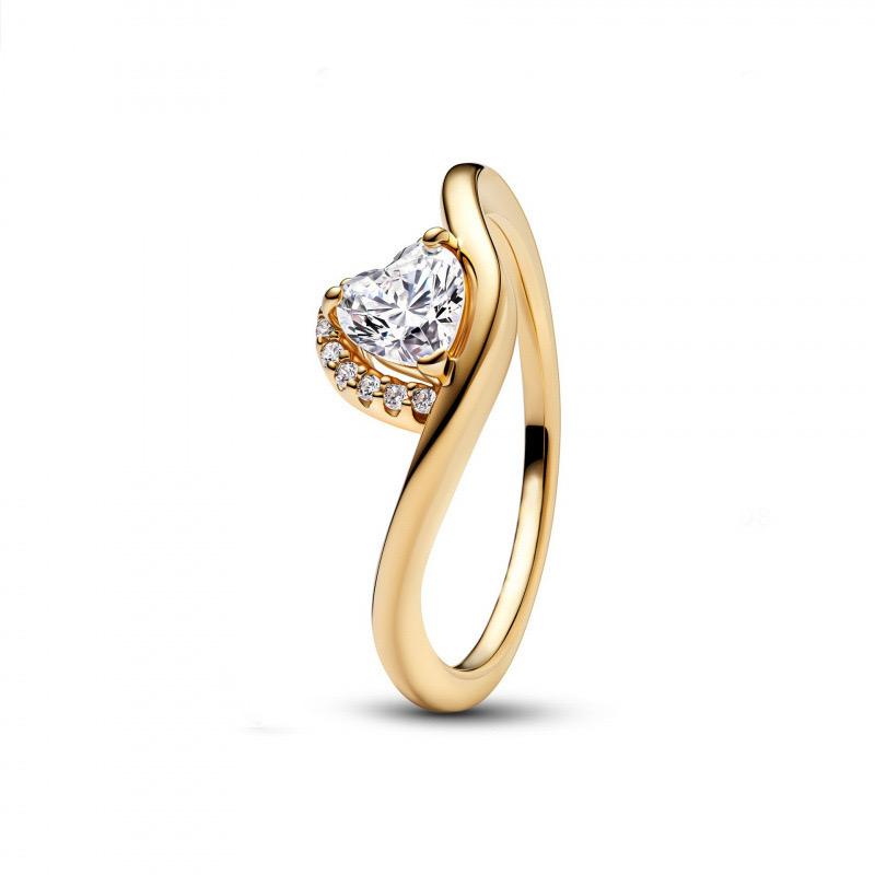 Hot Sale 925 Silver Trinkets Rings Zircon Quadrate Double Heart for Women Original Silver 925 Valentine's Day Ring Jewelry Gift