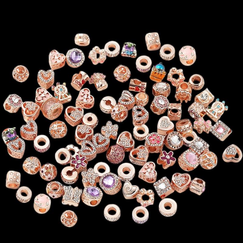 1 Bag with 10 Pcs Bulk Custom Pink Alloy Charms for Children's Jewelry-Gift Idea