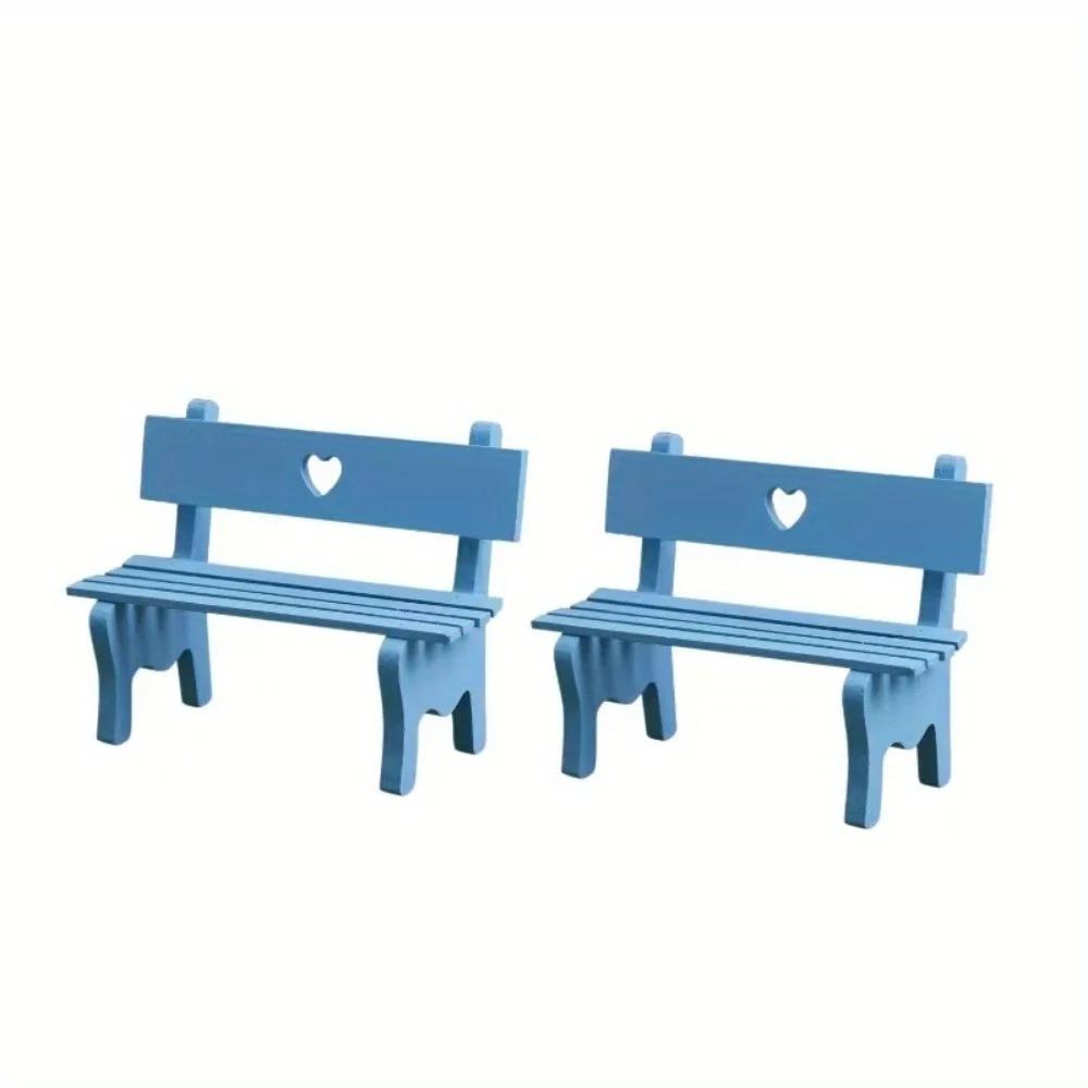 2PCS Dollhouse Miniature Furniture Wooden Garden Beach Chair Model for Dolls House Accessories Decor Toy Fairy Garden Home Decor
