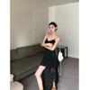 Women’s Summer Slimming Low-Cut Lace Camisole Dress - Sexy High-Waisted Irregular Long Skirt