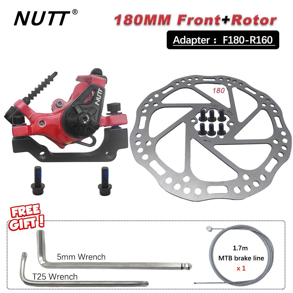 NUTT MTB Mountain Bicycle Discs Brake Red Color Brakes Line Caliper 160MM Disk 180MM Rotor For BMX Scooter Front Rear Bike Parts