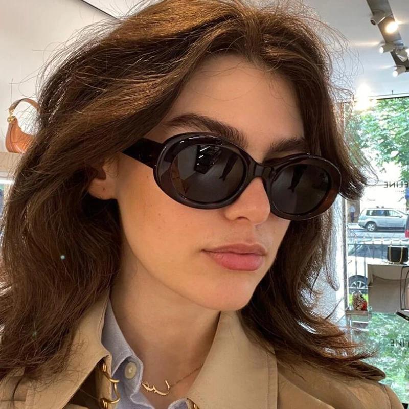 Vintage Small Oval Sunglasses Women Luxury Brand Designer Black Female Sun Glasses Shades Classic