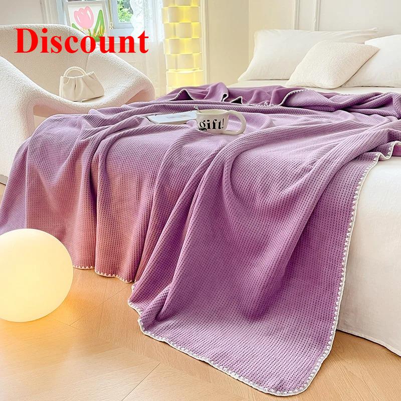 Solid color waffle multi-functional blanket lunch break blanket bedroom sofa casual blanket warm and comfortable
