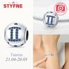 Zircone Blu Elegante Dodici Simboli Zodiacali Gemelli Leone Bilancia Perla in Rame Autentico Adatta a Braccialetti da Donna Fai da Te Regali Accessorio