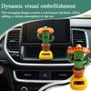universal Car Dash Decorations Shaking Head Solar Powered Cactus Toy Figures Car Ornaments for Dashboard Interior Accessories