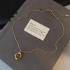 Retro Layered Tiger Eye Stone Pendant Necklaces for Girls Women Natural Stones Double-Layer Maillard Necklace Jewelry Gifts