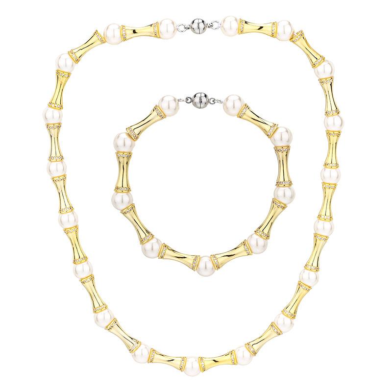 New Set Bracelet Collarbone Chain Retro Small Waist Bamboo Pearl Type Niche Versatile Batch