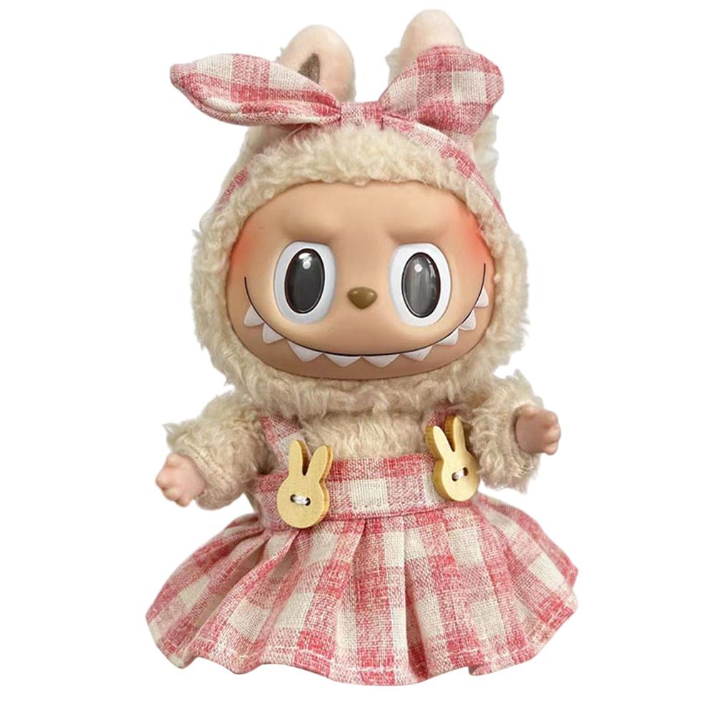 

Mini Plush Doll S Clothes Outfit Accessories Soft Knitted Sweater JK Skirt Set for Labubu V1 V2 Idol Dolls Kawaii Clothing Gifts