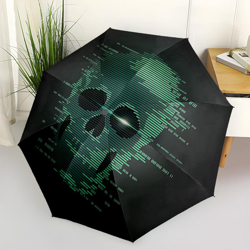 

1pc Skull Automatic Opening/Closing Folding Umbrella with 8 Ribs,Portable Sunshade Umbrella Birthday and Holiday gifts yy251231135