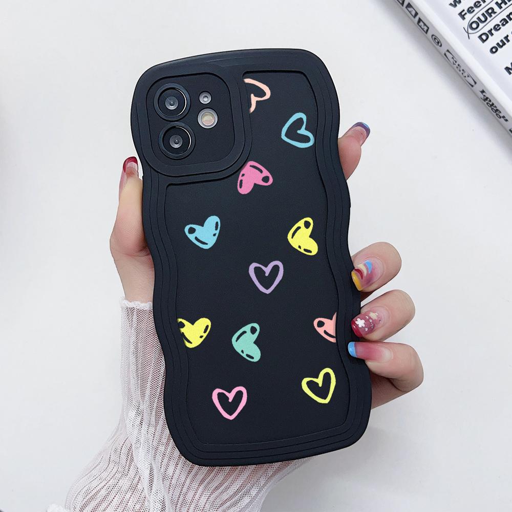Silicone Phone Case For iPhone 11 6s SE 2020 16 7 8 Plus 13 15 14 Pro Max 12 XR Wave Shockproof Soft Love Heart Cover Funda