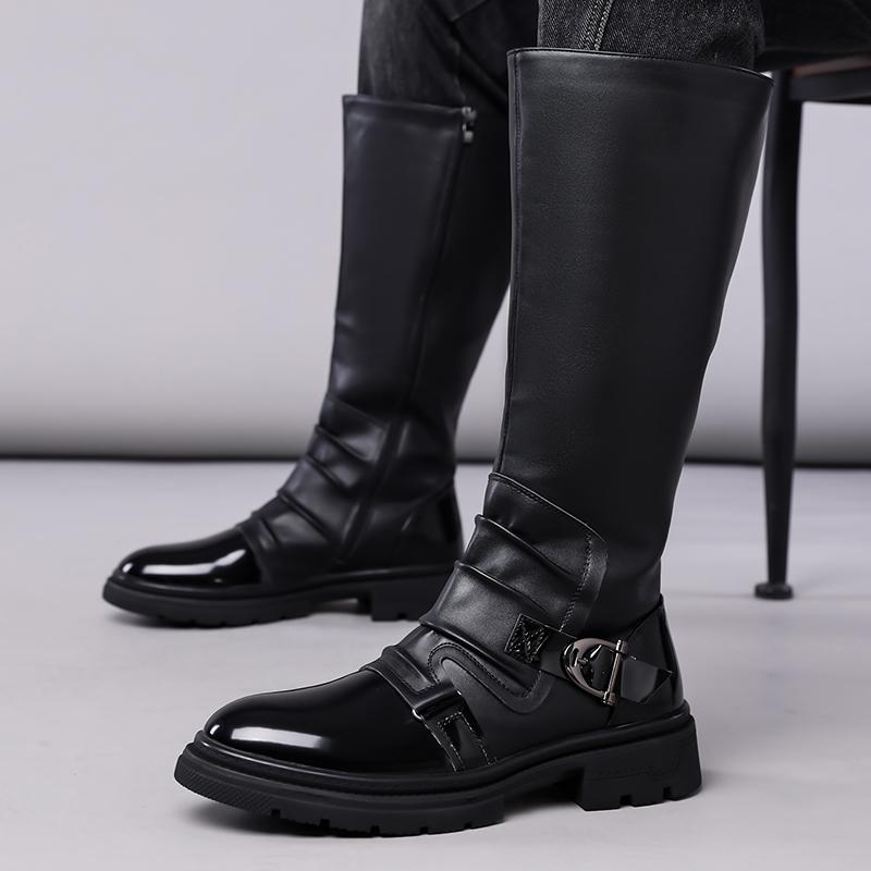 Men`s Motorcycle Boots Western Boots Black