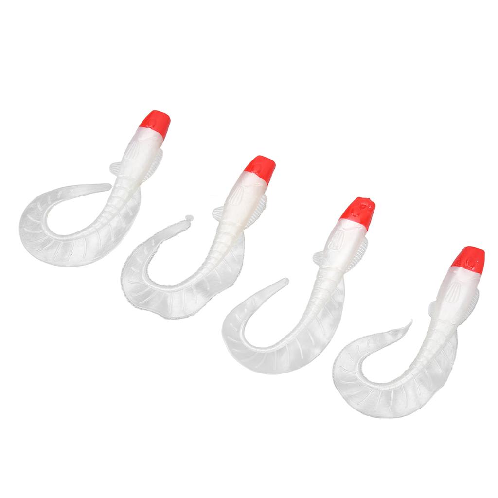 4 Pcs Fishing Lure Simulation Fishing Bait Lifelike PVC for Freshwater Bass Mandarin Fish Red White