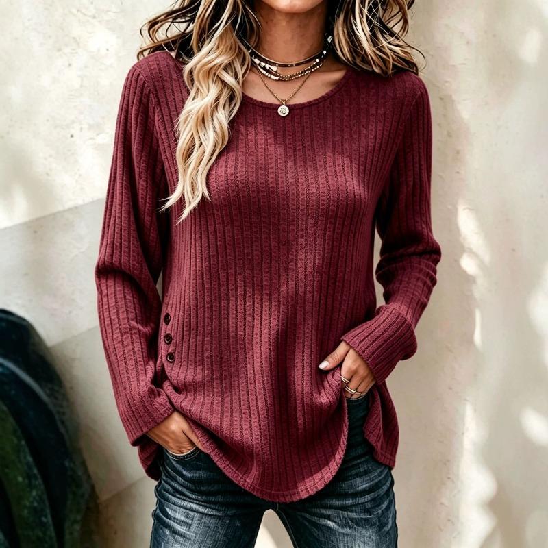 BFCCQB Women's Fashion Casual O-Neck Long Sleeve Autumn Winter Blouses & Shirts