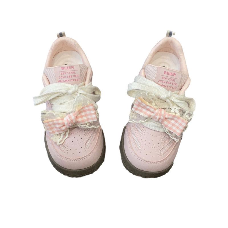 Girls' Heart Pink Board Shoes Women's Niche Design Sense Casual Sports Shoes 2024 Popular Korean Versatile White Shoes
