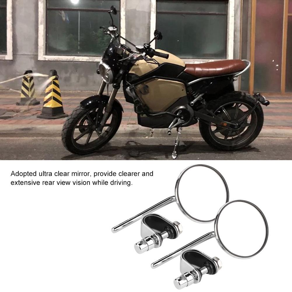 Vintage Round Shape Reflective Modified Rear View Mirror for Motorcycle Motorbike (Silver)