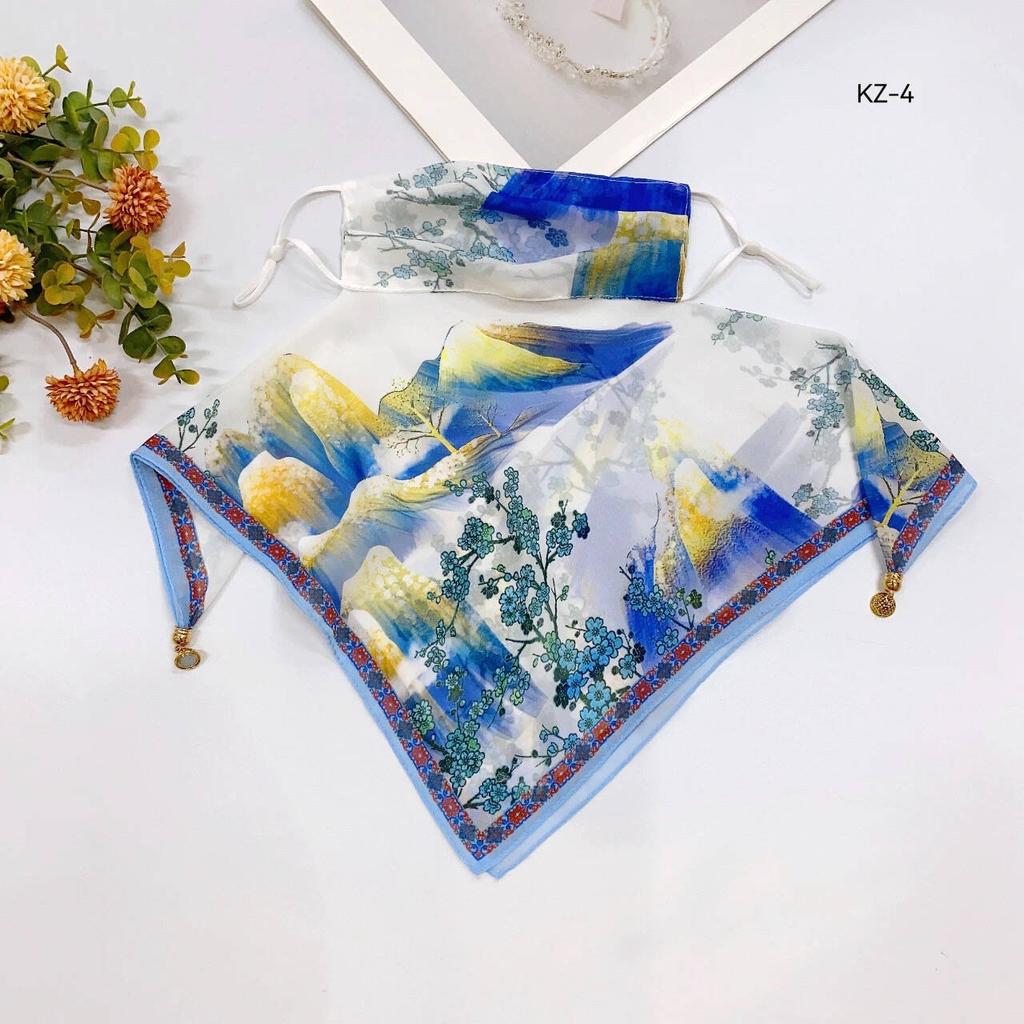 Potato buttercup yarn ice feeling breathable thin mask neck protection silk scarf cover the whole face mulberry spring summer sun protection shade spo