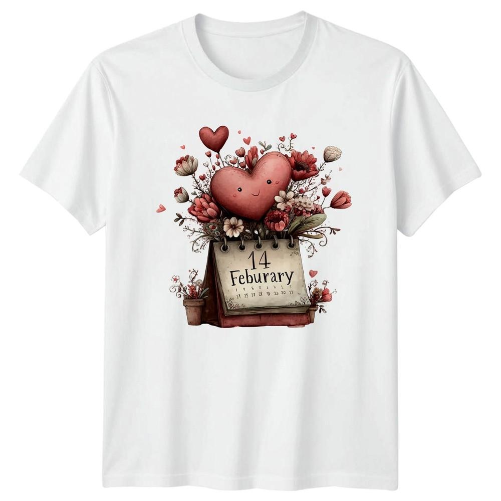 February 14 Valentines Day Flowers Hearts Unisexs TShirt Unisexs Tee Graphic Top S