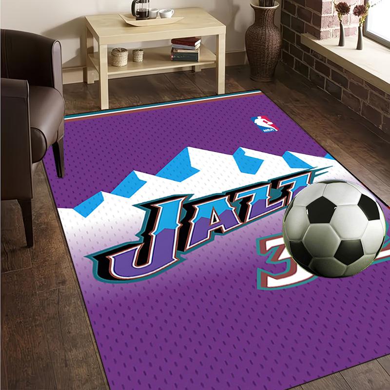 Jazz Basketball Team Rug Office Carpet Non-Slip Mat, Chair Rug Floor Covering for Gaming, Bedroom, Living Room , Home Decor Christmas Gift