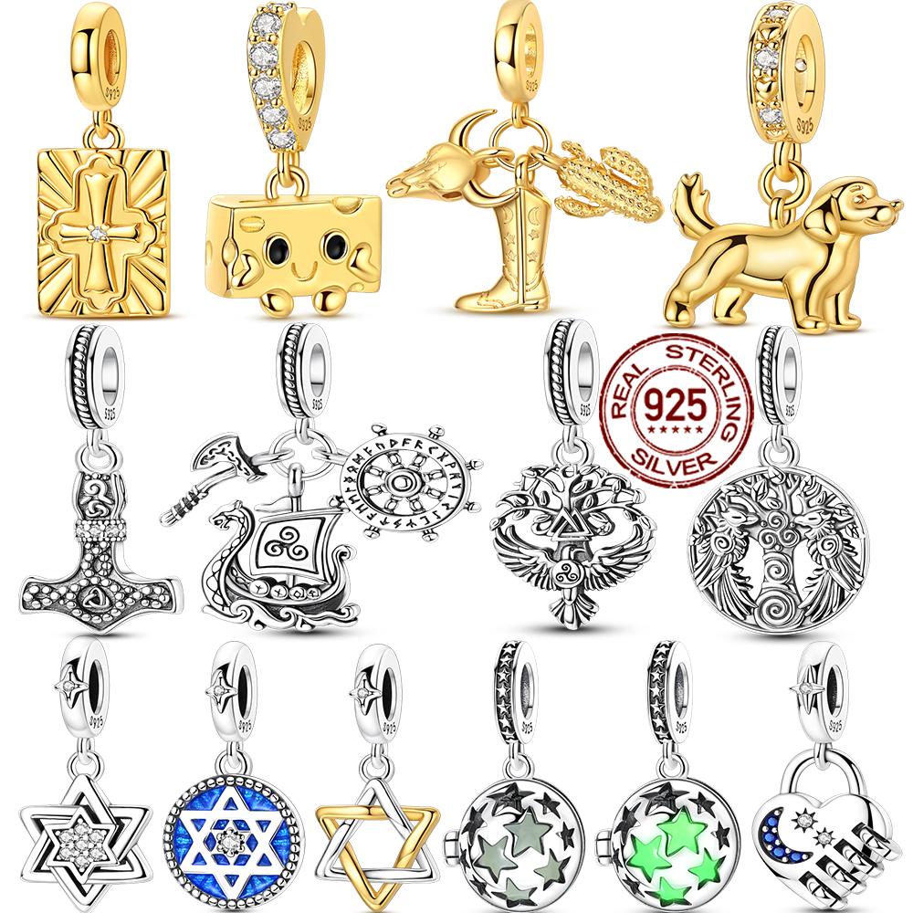 Neuer Anhänger Hexagramm Kupfer Wikinger Serie Anhänger Passend für Armbänder Feiner DIY Schmuck für Frauen Geschenk