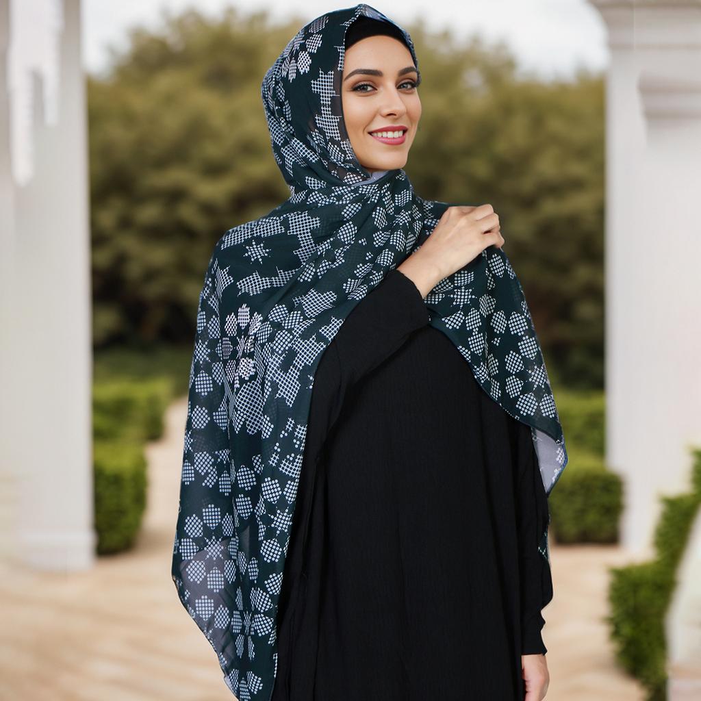 New Printed Chiffon Hijab Scarf For Women Muslim Headscarf Wraps Veils Islamic Turban Niqab Tie-Dyed Headband Muslim Hijab Shawl