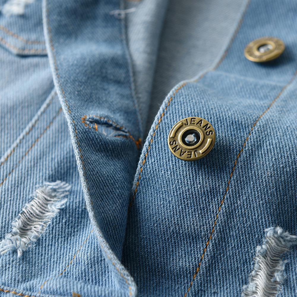 Nuova Giacca di Jeans Primavera/Autunno con Strappi per Ragazzi e Ragazze