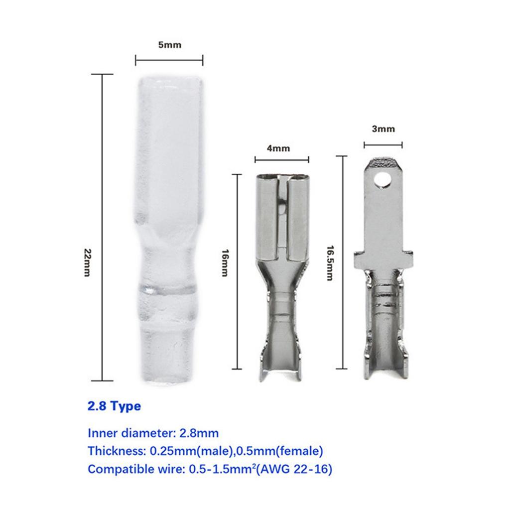 360pcs Cable Lugs Set Receptacles Set Flat Connector Male & Female Cable Connector with Insulating Sleeve Electrical
