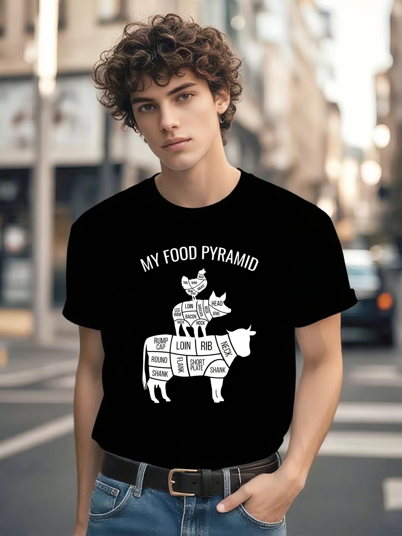Funny Tshirt Funny Carnivore Food Pyramid Graphic Tshirt ... L