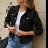 Moda Slim Fit Polo Denim Abrigo Mujer