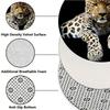 Black background with leopard Flannel-printed round floor mats are slip-resistant Suitable living room terrace garden carpets