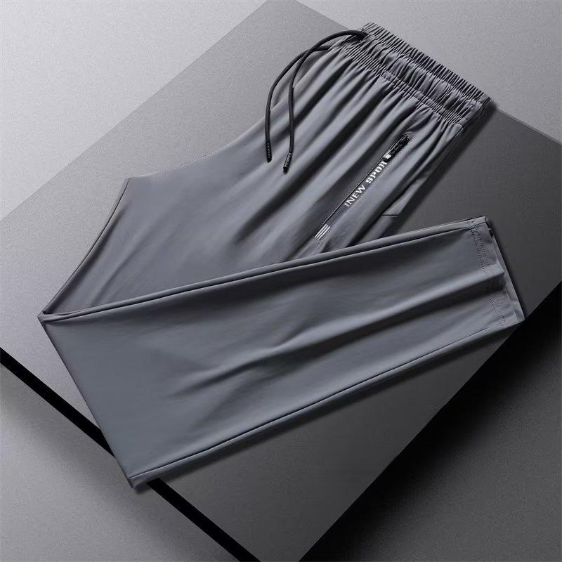 Ice Silk Casual Pants Men's Loose and Comfortable Drape Large Size Korean Version Summer High Elasticity Thin Corset Sports Trousers